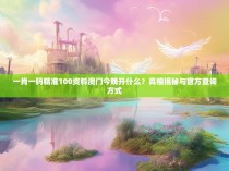 一肖一码精准100资料澳门今晚开什么?真相揭秘与官方查询方式