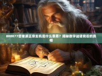 888877管家婆正宗玄机是什么意思?揭秘数字谜语背后的真相
