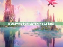 澳门精准一码必中期期大全手机APP怎么下载安装?