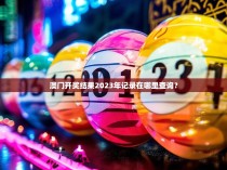 澳门开奖结果2023年记录在哪里查询？