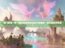 澳门精准一肖一码凤凰游戏投注技巧有哪些？如何提高中奖率？