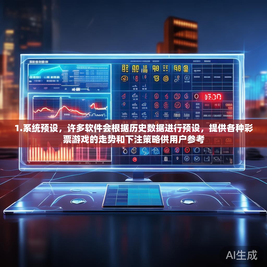 1.系统预设,许多软件会根据历史数据进行预设,提供各种彩票游戏的走势和下注策略供用户参考 1.系统预设,许多软件会根据历史数据进行预设,提供各种彩票游戏的走势和下注策略供用户参考