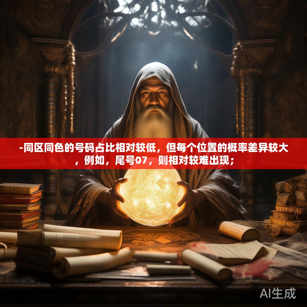 -同区同色的号码占比相对较低，但每个位置的概率差异较大，例如，尾号07，则相对较难出现；
