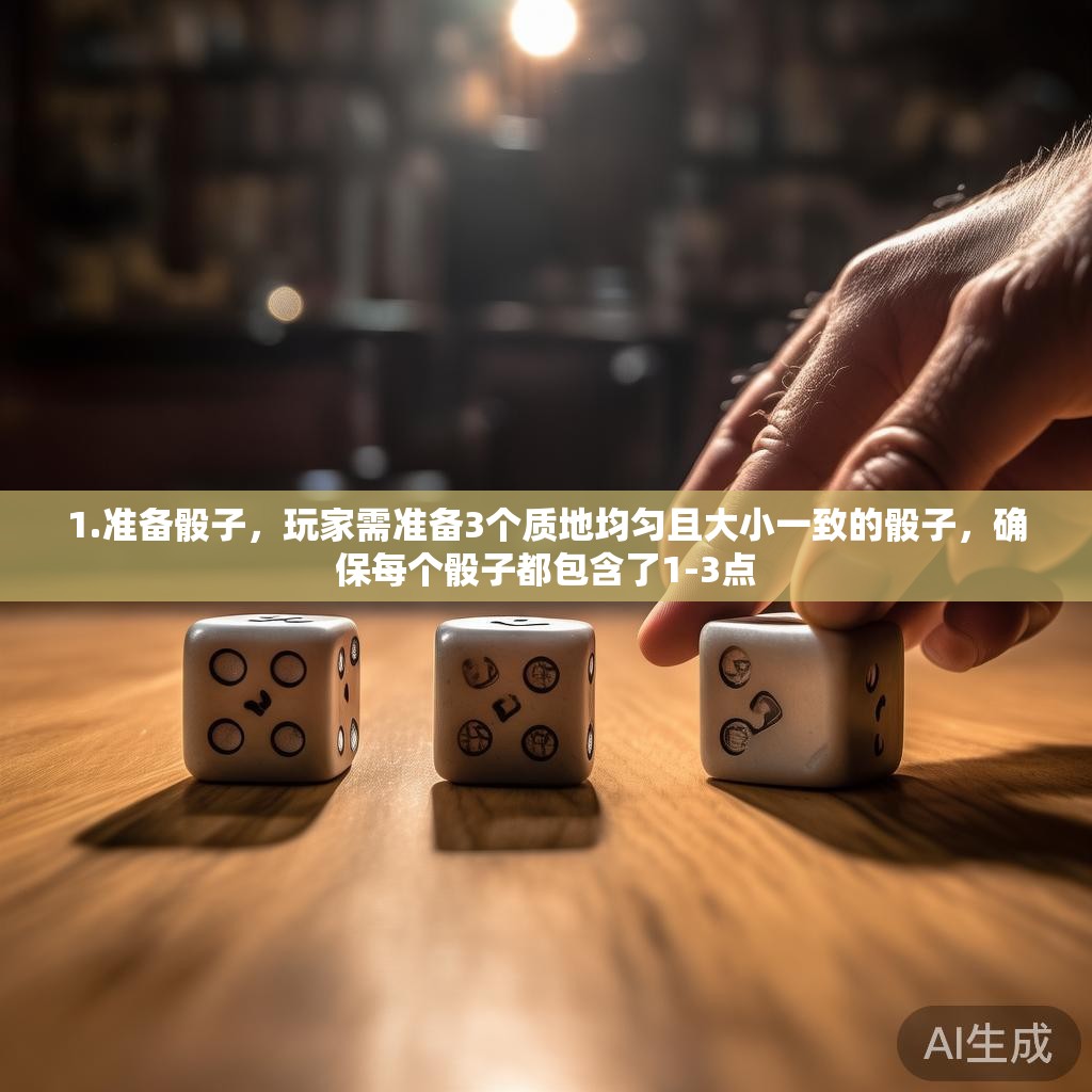 1.准备骰子，玩家需准备3个质地均匀且大小一致的骰子，确保每个骰子都包含了1-3点