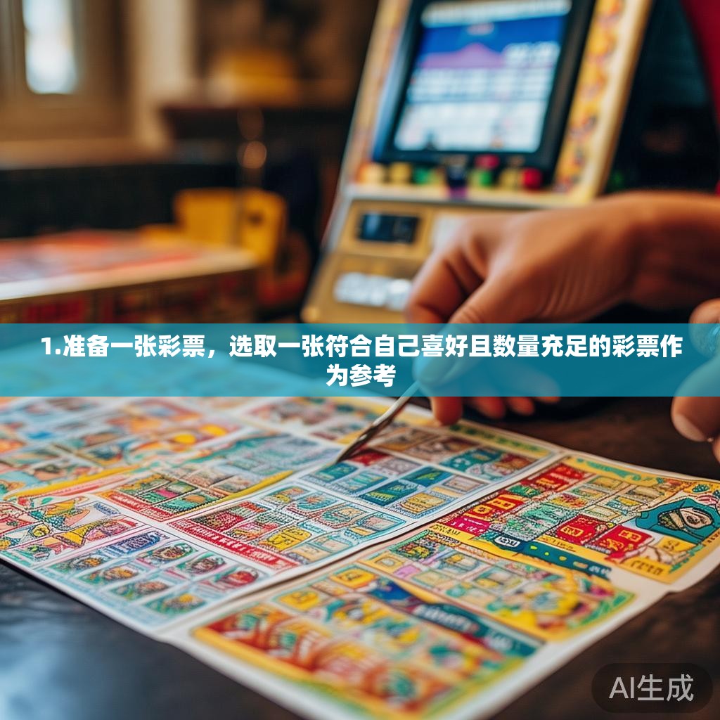 1.准备一张彩票，选取一张符合自己喜好且数量充足的彩票作为参考