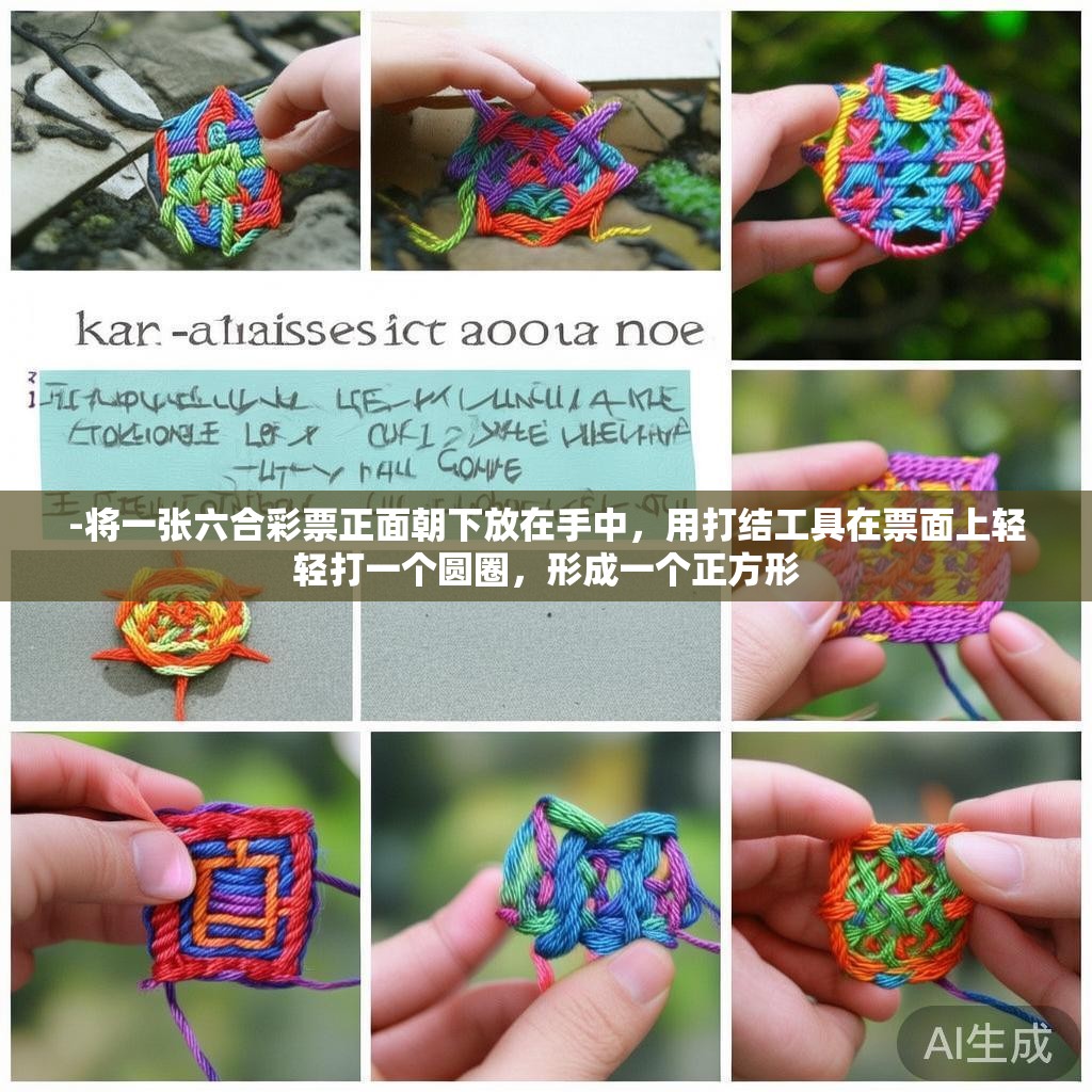 -将一张六合彩票正面朝下放在手中，用打结工具在票面上轻轻打一个圆圈，形成一个正方形