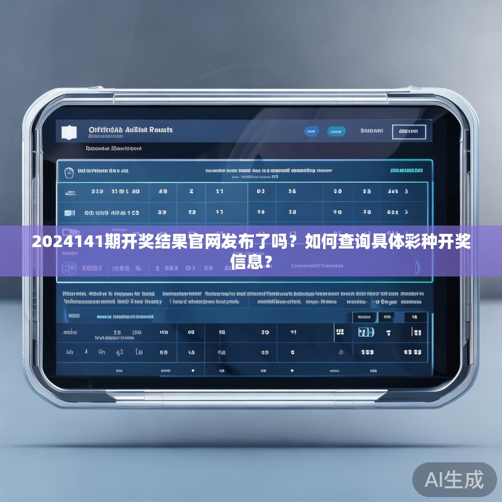 2024141期开奖结果官网发布了吗？如何查询具体彩种开奖信息？