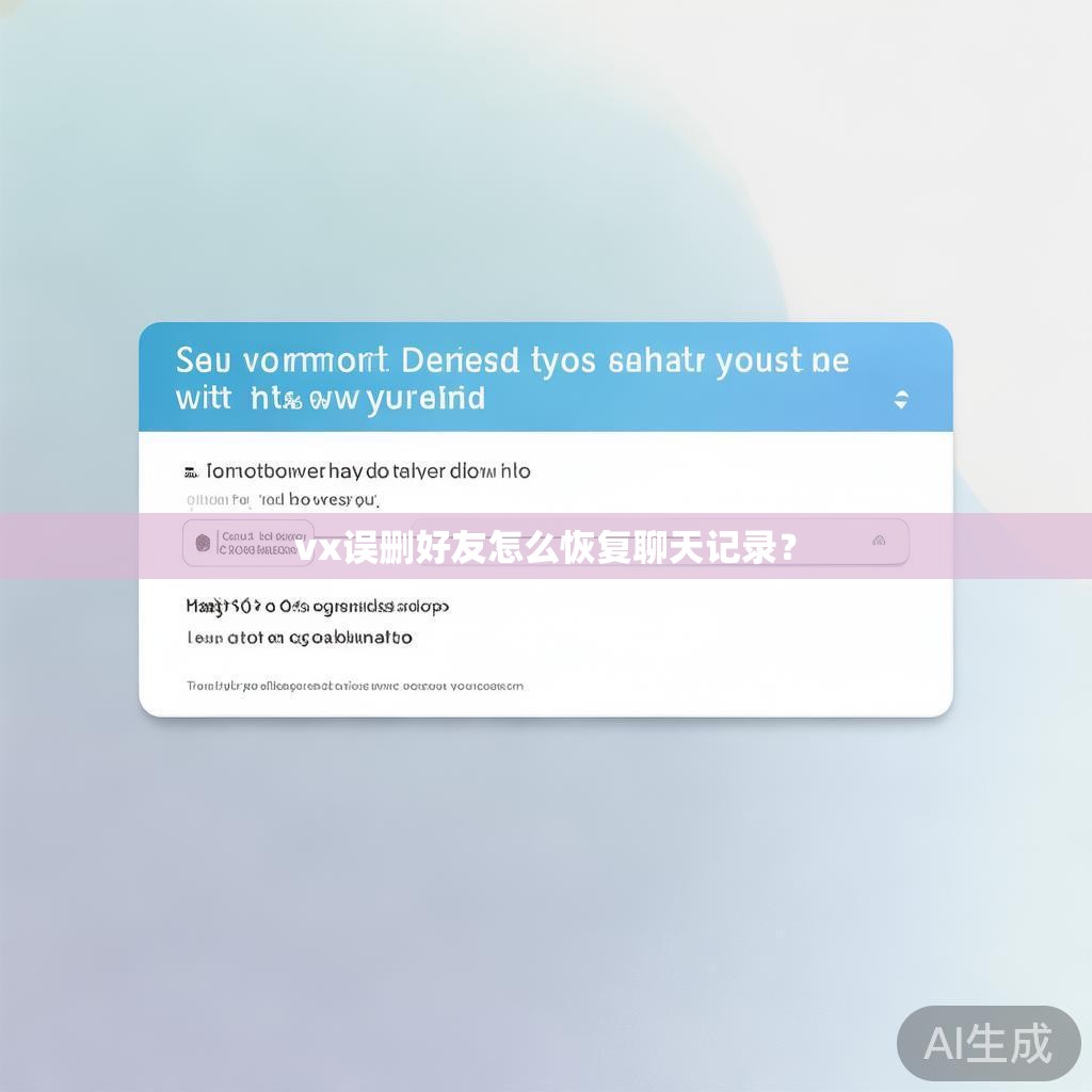 vx误删好友怎么恢复聊天记录？