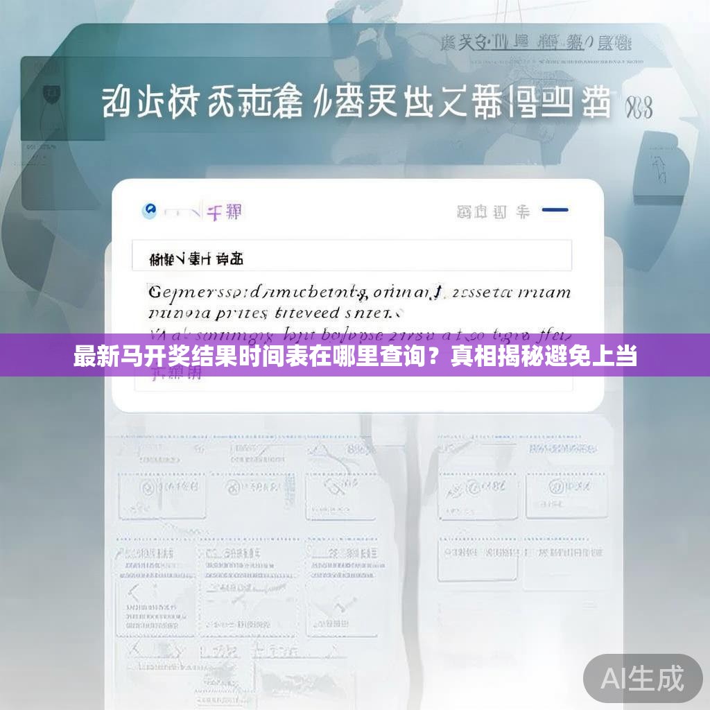 最新马开奖结果时间表在哪里查询？真相揭秘避免上当