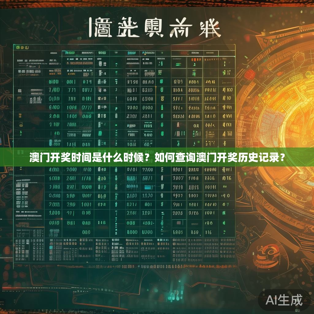 澳门开奖时间是什么时候？如何查询澳门开奖历史记录？