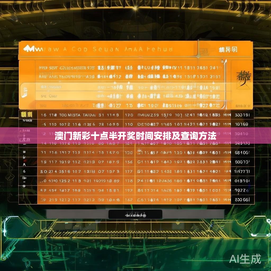 澳门新彩十点半开奖时间安排及查询方法
